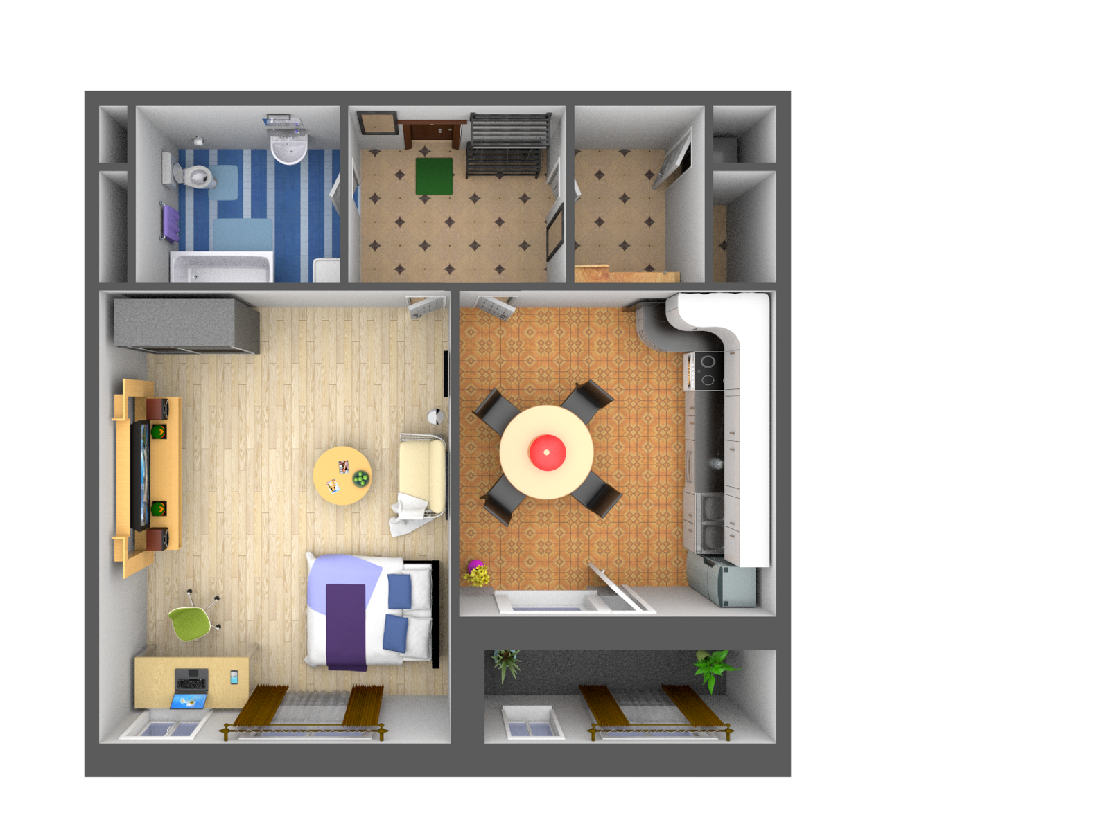 Планировка 1-комнатной квартиры.